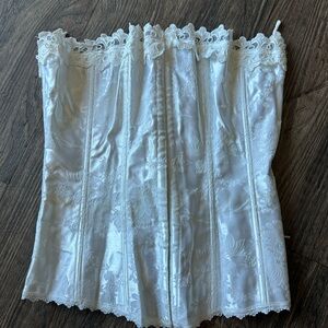 Frederick’s of Hollywood Jacquard Bridal Elegant White Lace Corset Top Med 34